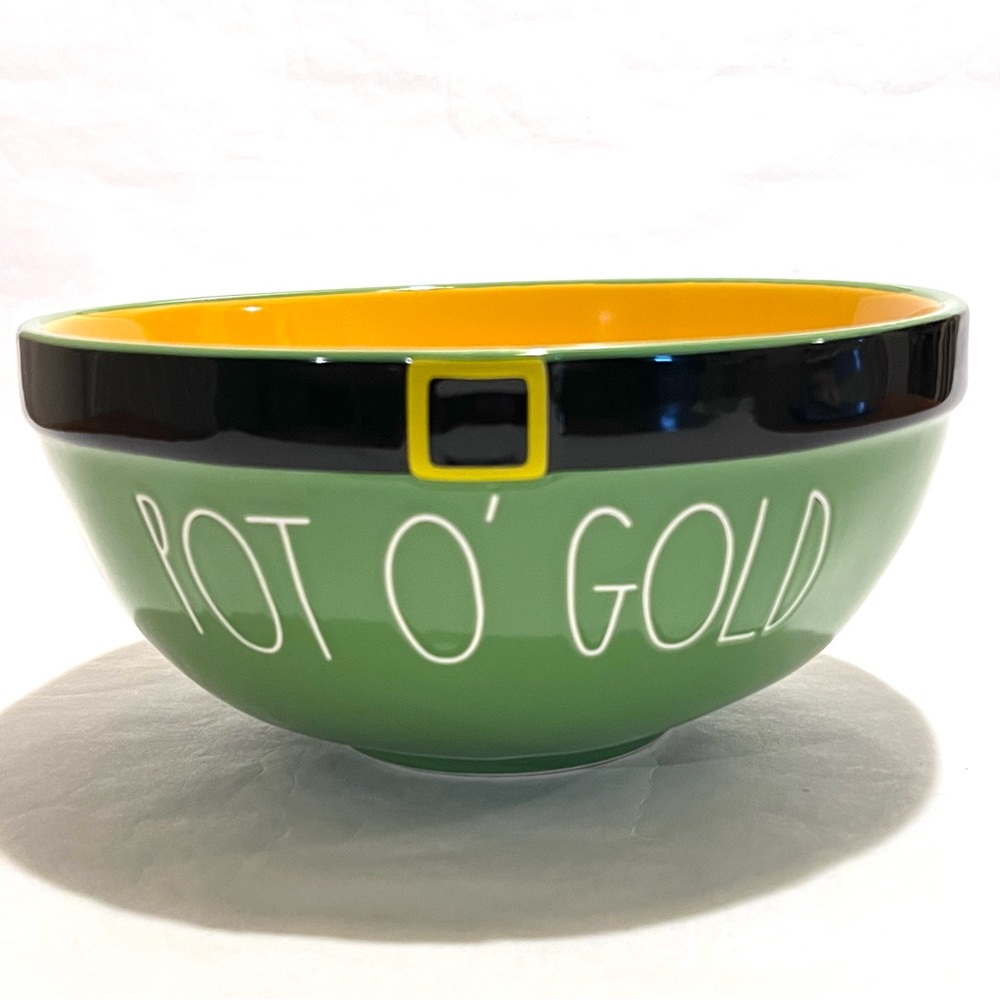 Rae Dunn POT O’ GOLD St. Patrick’s Day Ceramic Mixing Bowl Green/Yellow
